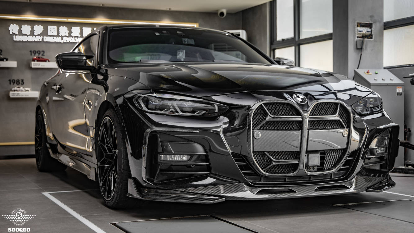 BMW 4系列 G22 雙門CSL碳纖維5AU水箱護罩 T-205B