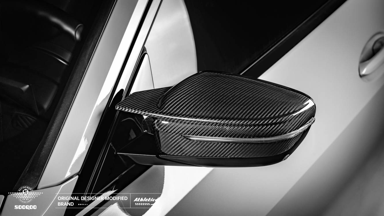 BMW 4系G22 M4款碳纖維牛角後視鏡蓋 H-006A