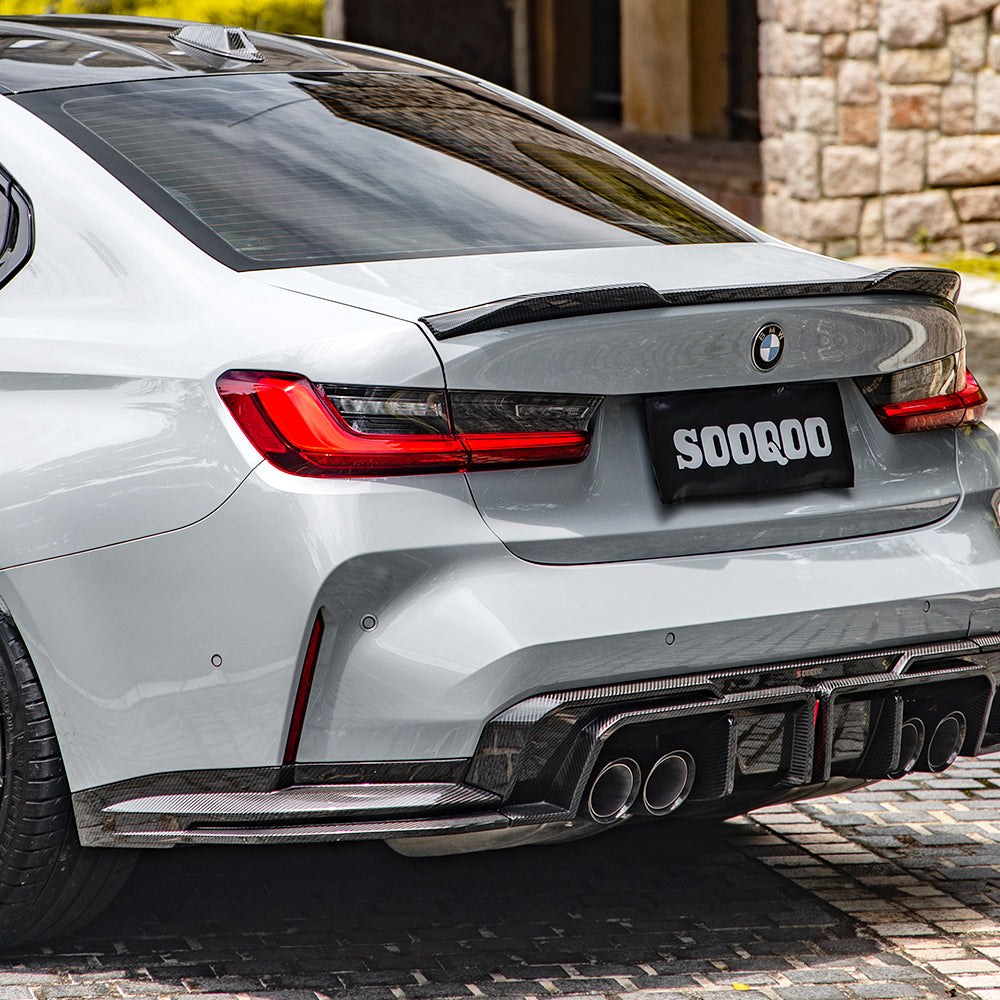 BMW M3 G80 G81 SQ-A款碳纖維後擾流帶燈款 T-324B+T-323