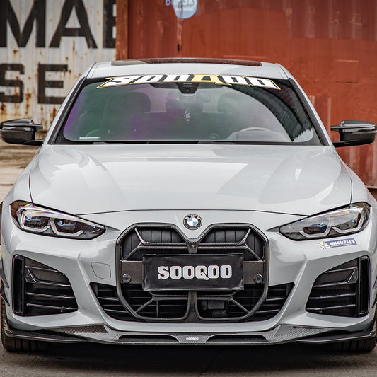 BMW i4 G26 搭載 SOOQOO 碳纖維前擾流正面外觀