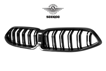 BMW 8系G14 G15 G16 LCI雙格柵碳纖維水箱護罩 T-346