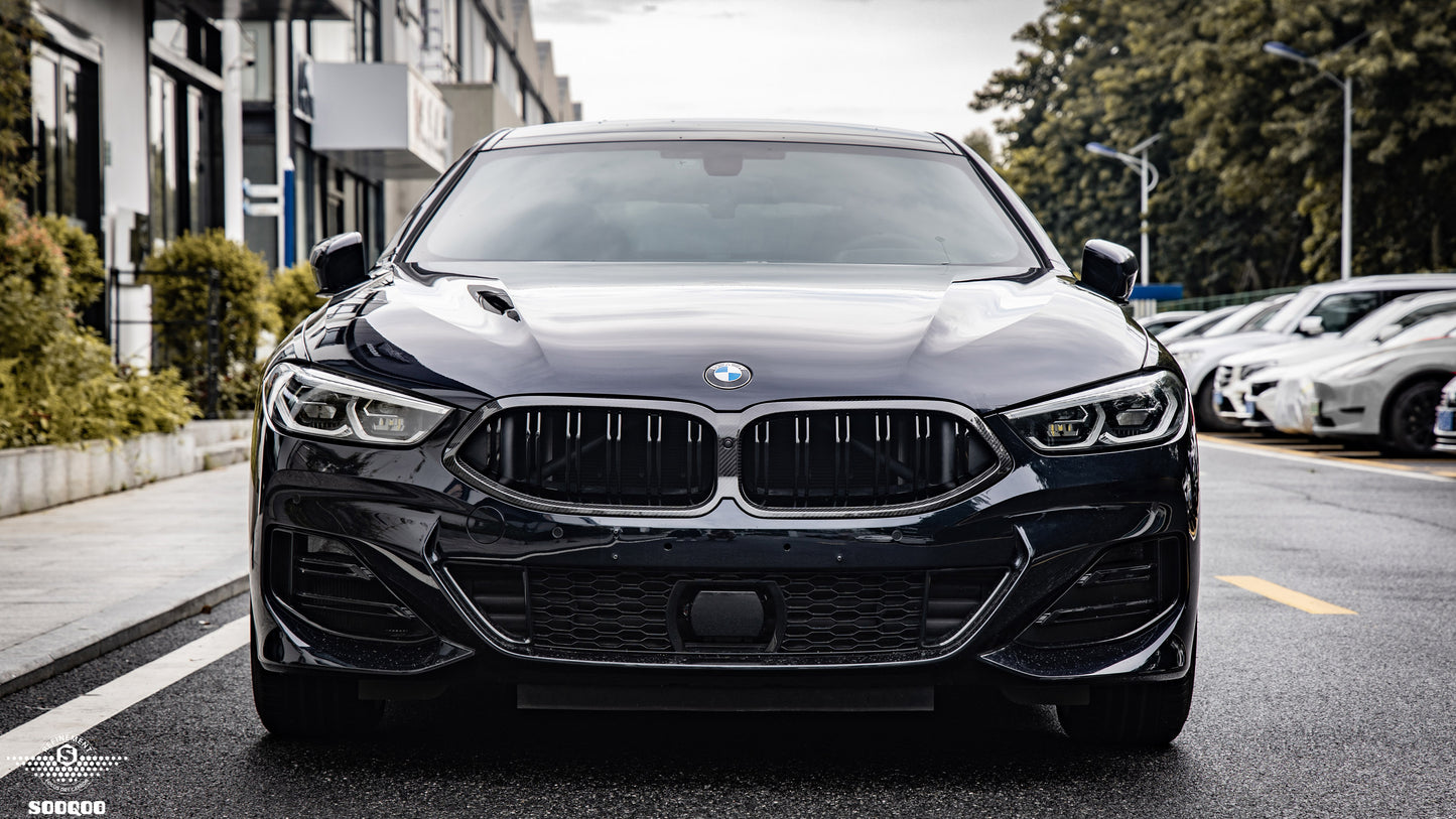 BMW 8系G14 G15 G16 LCI雙格柵碳纖維水箱護罩 T-346