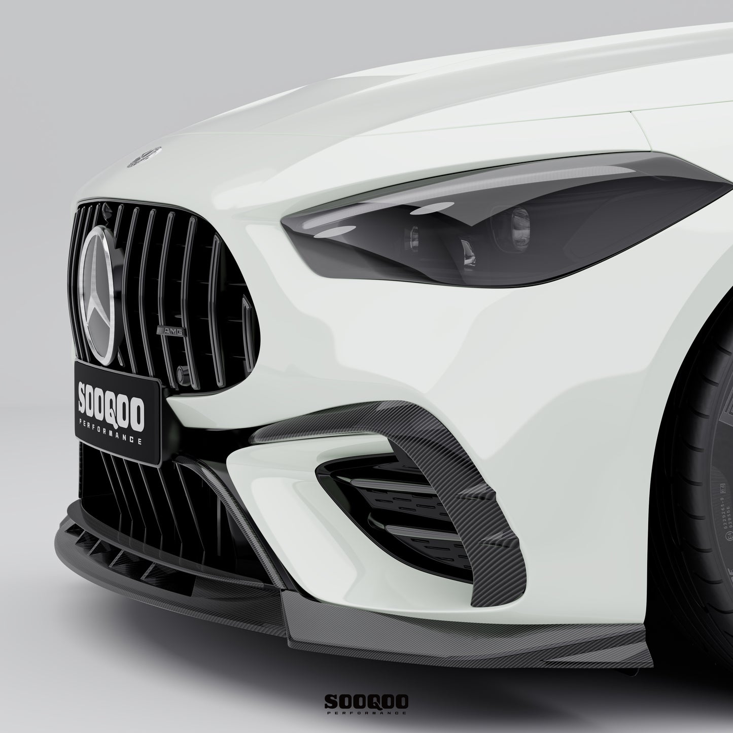 賓士CLE53 C236 SQ款 乾碳纖維前保險桿進氣口裝飾件 SQ-BZ-002