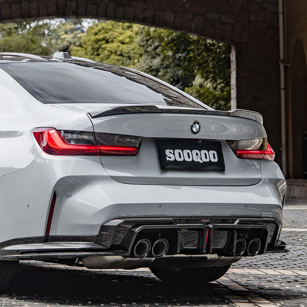 BMW M3 G80 G81 SQ-A款碳纖維後擾流帶燈款 T-324B+T-323