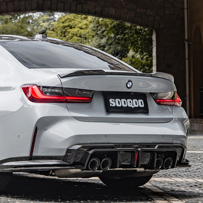 BMW M3 G80 G81 SQ-A款碳纖維後擾流帶燈款 T-324B+T-323