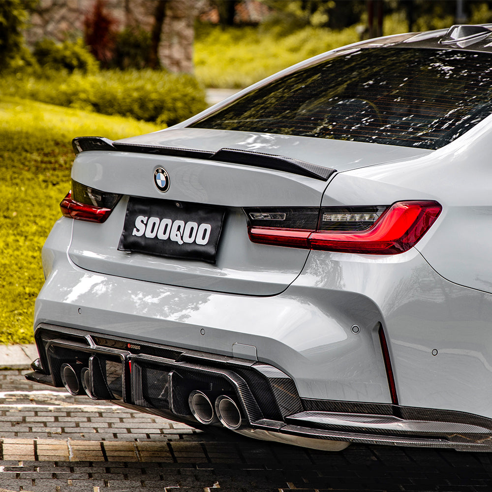 BMW M3 G80 G81 SQ-A款碳纖維後擾流帶燈款 T-324B+T-323