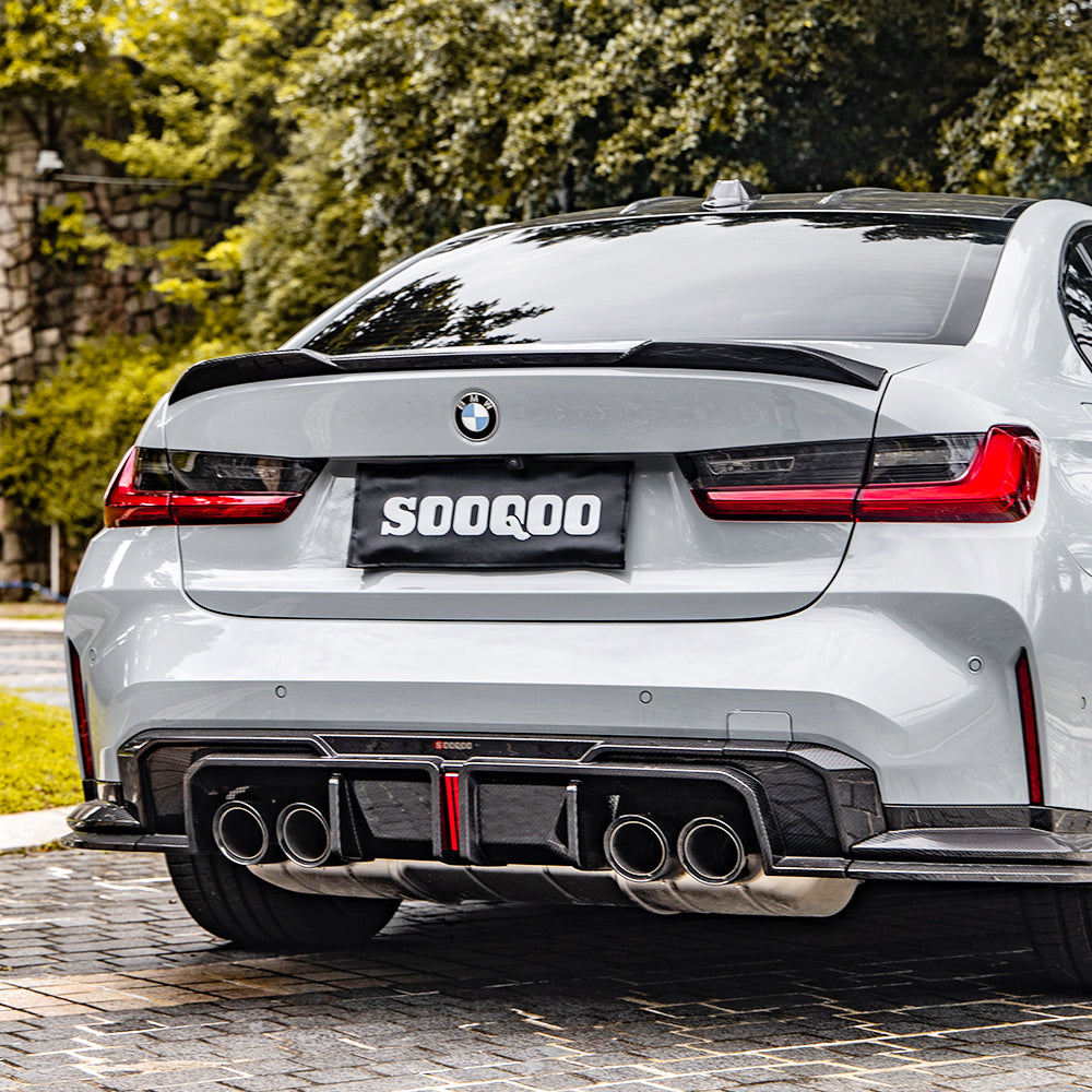 BMW M3 G80 G81 SQ-A款碳纖維後擾流帶燈款 T-324B+T-323