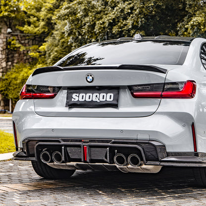 BMW M3 G80 G81 SQ-A款碳纖維後擾流帶燈款 T-324B+T-323