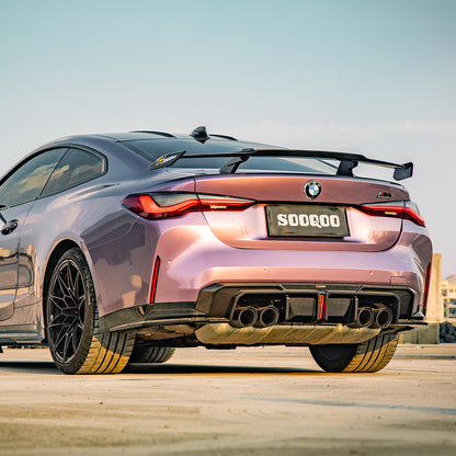 BMW M4 G82 G83 SQ-A款碳纖維後擾流帶燈款 T-324B+T-326