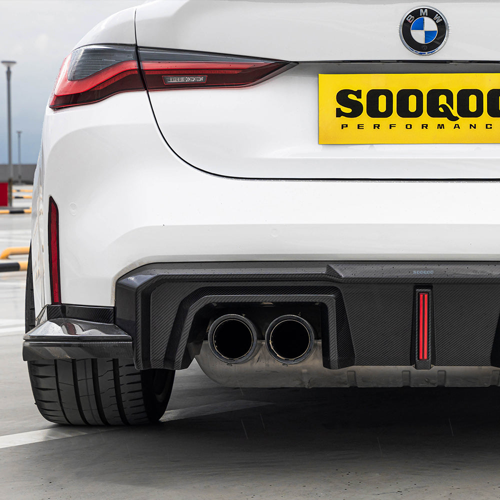 BMW M4 G82 G83 SQ-B款碳纖維後擾流帶反光片 T-519B+T-518