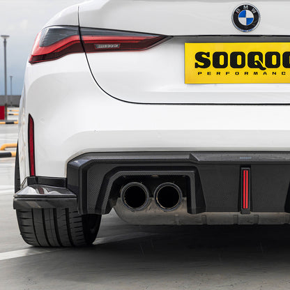 BMW M4 G82 G83 SQ-B款碳纖維後擾流帶反光片 T-519B+T-518