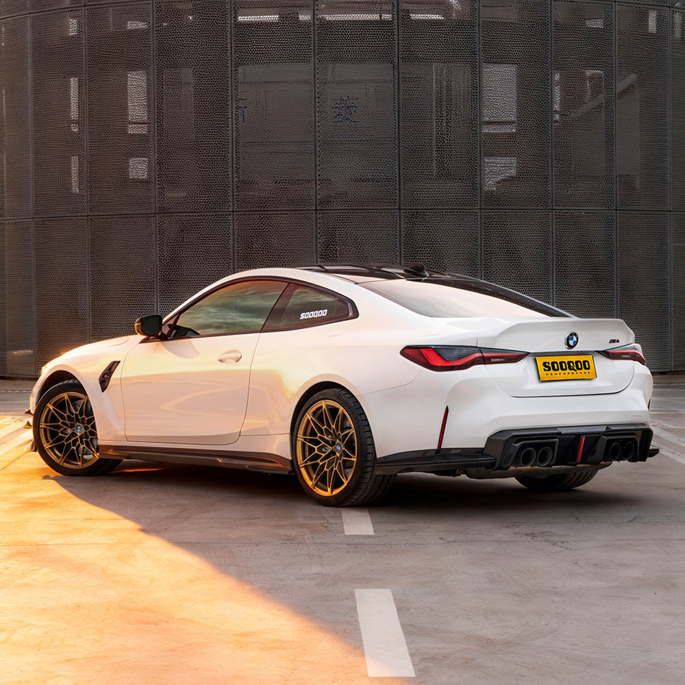 BMW M4 G82 G83 SQ-B款碳纖維後擾流帶反光片 T-519B+T-518