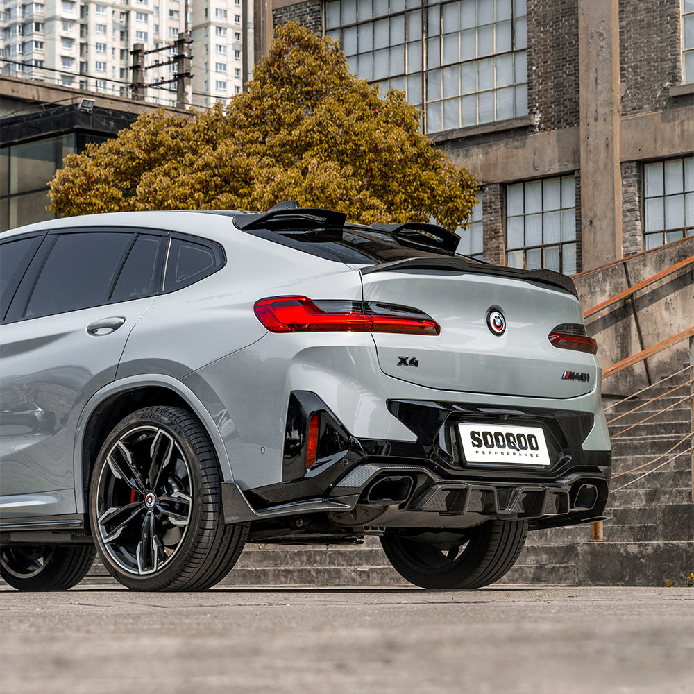 BMW X4系G02 LCI SQ 帶燈款碳纖維後擾流 T-475B