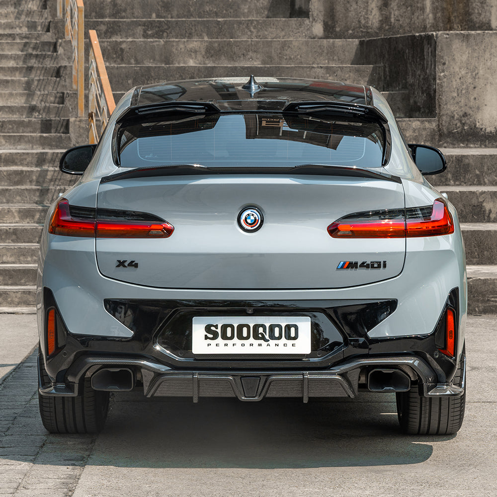 BMW X4系G02 LCI SQ 帶燈款碳纖維後擾流 T-475B